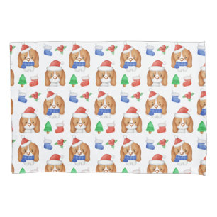 Beagle Puppy Cute Dog Santa Festive Christmas  Pillowcase