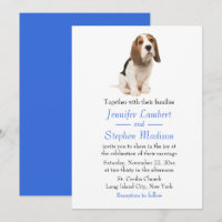 Beagle Puppy Dog Blue Wedding Invitation