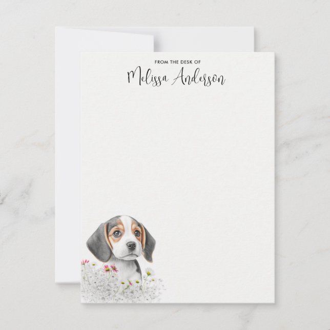 Beagle Puppy Dog Cute Watercolor Personalised  Card (Front)