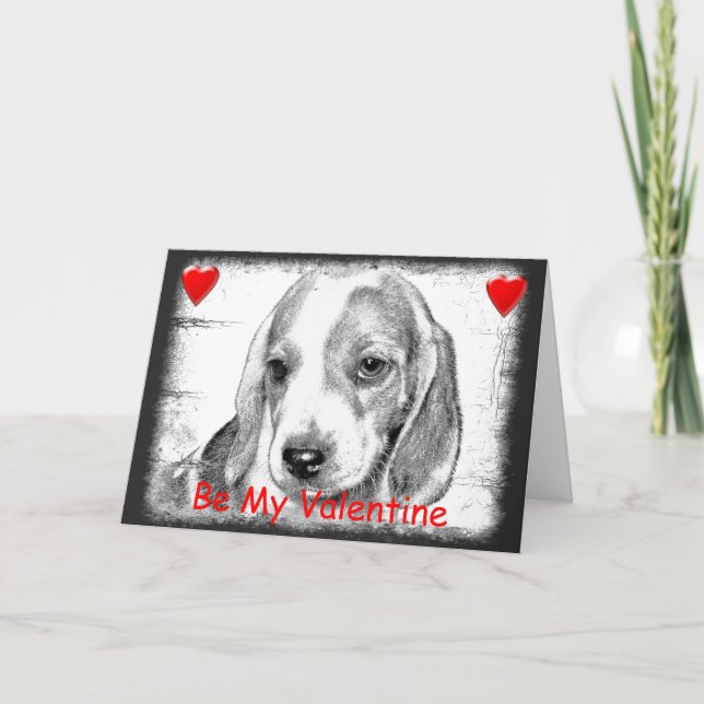 Beagle Puppy dog Valentines Day Card (Front)