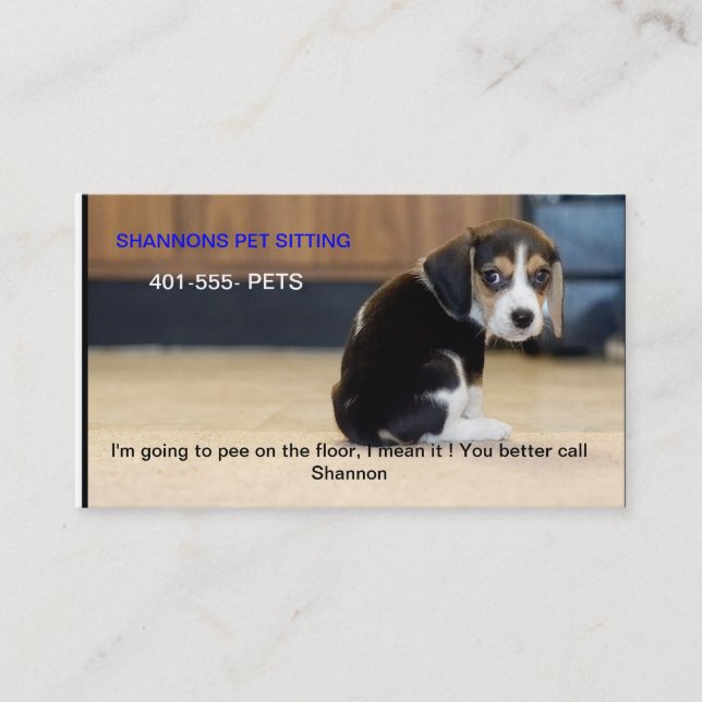 beagle puppy, I'm going to pee on the floor, I ... Business Card (Front)