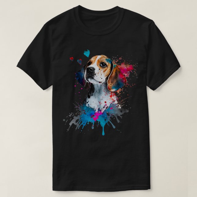 Beagle Puppy Lover Cute Valentines Day Love Themed T-Shirt (Design Front)