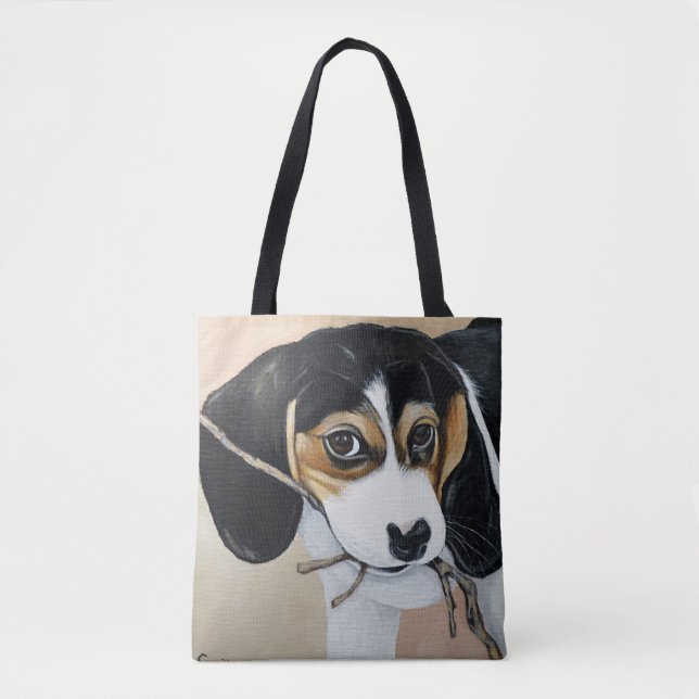 Beagle Puppy Painting Tote Bag (Front)
