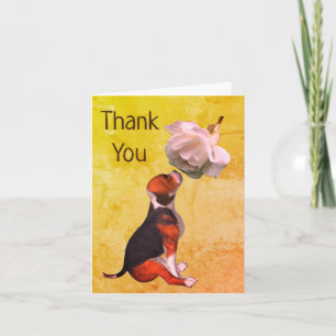 Beagle Puppy White Rose Thank You Card