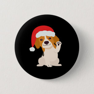 Beagle puppy with Santa's hat for dog lovers Overs 6 Cm Round Badge