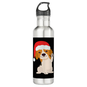 Beagle puppy with Santa's hat for dog lovers Overs 710 Ml Water Bottle