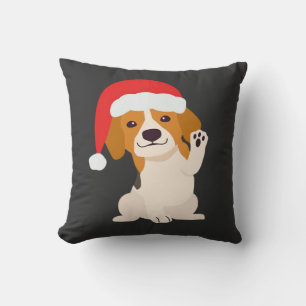 Beagle puppy with Santa's hat for dog lovers Overs Cushion