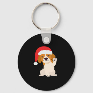 Beagle puppy with Santa's hat for dog lovers Overs Key Ring