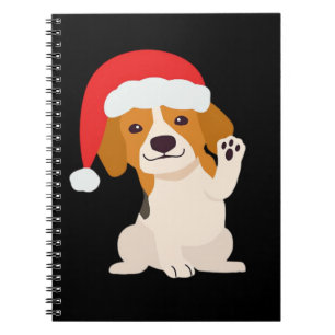 Beagle puppy with Santa's hat for dog lovers Overs Notebook
