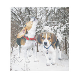 Beagle Pups in Woodland Snow Notepad
