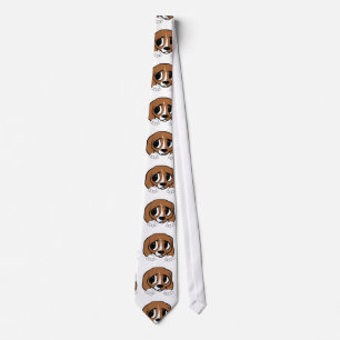 beagle red white peeking tie