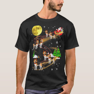 Beagle Reindeer Christmas Dog Riding Santa Xmas T-Shirt
