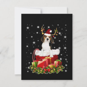 Beagle Reindeer Pressent Christmas Gift Thank You Card