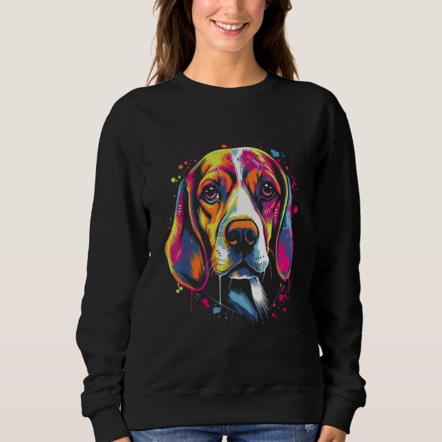 Beagle Retro Rainbow Splashes Design Sweatshirt (Front)
