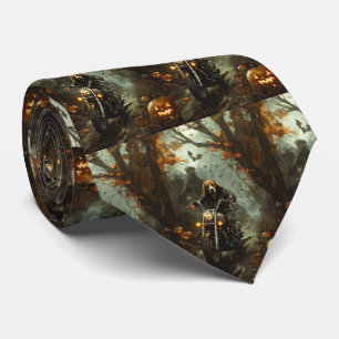 Beagle Riding Motorcycle Halloween Scary Tie