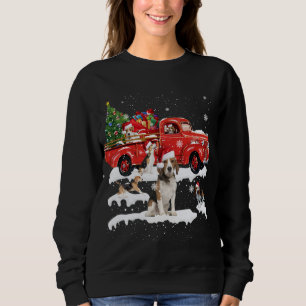 Beagle Riding Red Truck Merry Christmas X-mas Ugly Sweatshirt