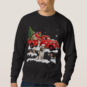 Beagle Riding Red Truck Merry Christmas X-mas Ugly Sweatshirt