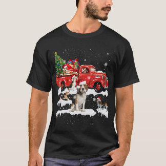 Beagle Riding Red Truck Merry Christmas X-mas Ugly T-Shirt