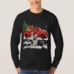 Beagle Riding Red Truck Merry Christmas X-mas Ugly T-Shirt
