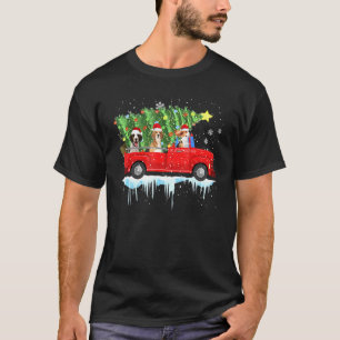 Beagle Riding Red Truck Xmas Merry Christmas T-Shirt