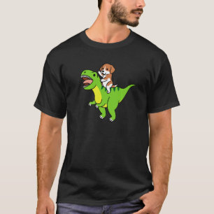 Beagle Riding Rex Dinosaur Dog T-Shirt