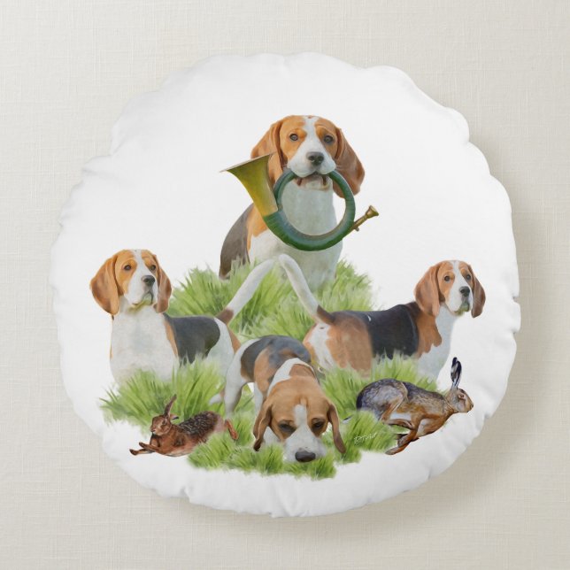 Beagle     round cushion (Front)