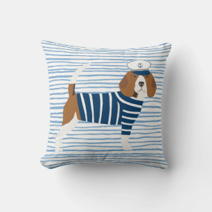 Beagle sailor dog cute nautical themed sailor dog cushion