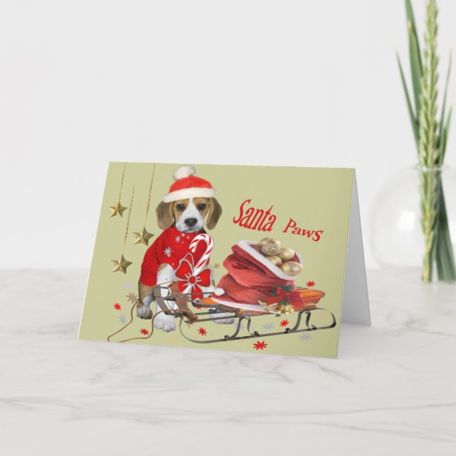 Beagle Santa and friends gifts Holiday Card (Front)