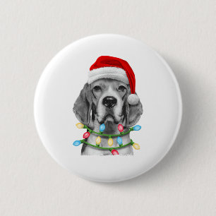 Beagle Santa Christmas Tree Lights Xmas Boys Men D 6 Cm Round Badge
