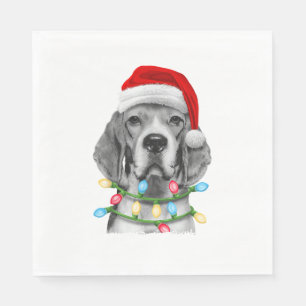Beagle Santa Christmas Tree Lights Xmas Boys Men D Napkin