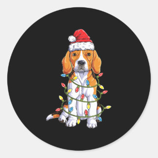 Beagle Santa Christmas Tree Lights Xmas Gifts Boys Classic Round Sticker