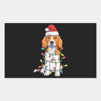 Beagle Santa Christmas Tree Lights Xmas Gifts Boys Rectangular Sticker