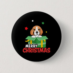 Beagle Santa Dog Lovers Merry Christmas Xmas 6 Cm Round Badge