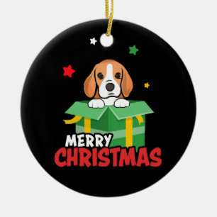 Beagle Santa Dog Lovers Merry Christmas Xmas  Ceramic Ornament