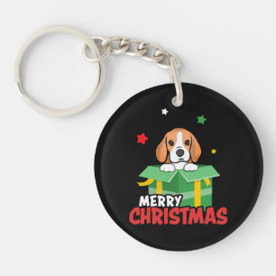 Beagle Santa Dog Lovers Merry Christmas Xmas Key Ring
