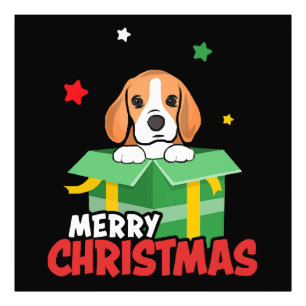 Beagle Santa Dog Lovers Merry Christmas Xmas Photo Print