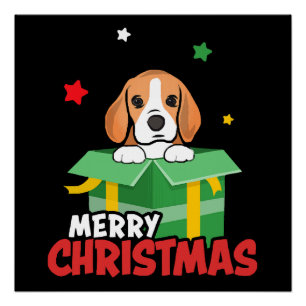 Beagle Santa Dog Lovers Merry Christmas Xmas Poster