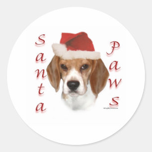 Beagle Santa Paws Classic Round Sticker