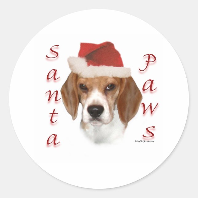 Beagle Santa Paws Classic Round Sticker (Front)