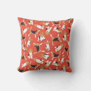 beagle scatter coral red cushion