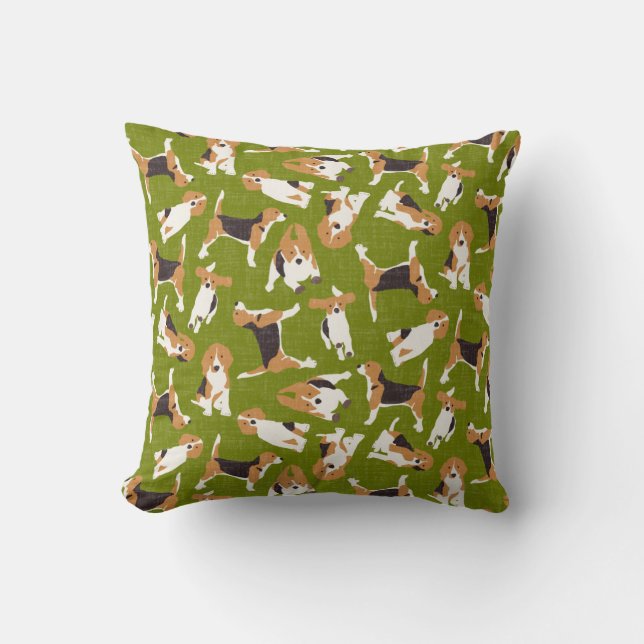 beagle scatter green cushion (Front)
