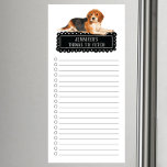 Beagle Shopping List  Magnetic Notepad<br><div class="desc">Adorable things to fetch Beagle dog with a black chalkboard frame personalised with your name.</div>