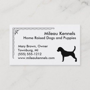 Beagle Silhouette Black and White Pet Business Card