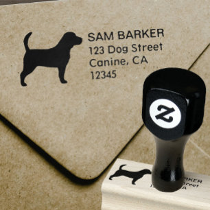Beagle Silhouette Dog Lover's Return Address Rubber Stamp