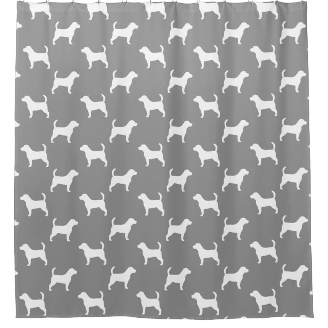Beagle Silhouettes Pattern Grey Shower Curtain (Front)