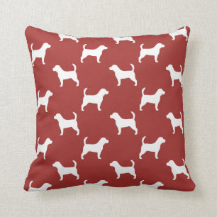 Beagle Silhouettes Pattern Red Cushion