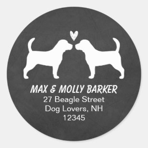 Beagle Silhouettes Return Address Classic Round Sticker