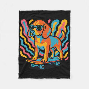 Beagle Skateboarding Cool Skating Beagle Fleece Blanket