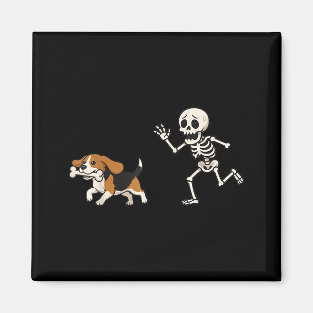 Beagle Skeleton Hand Halloween Magnet (Front)