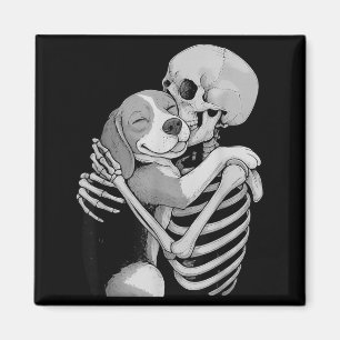 Beagle Skeleton Hug Halloween Dog Lover Magnet